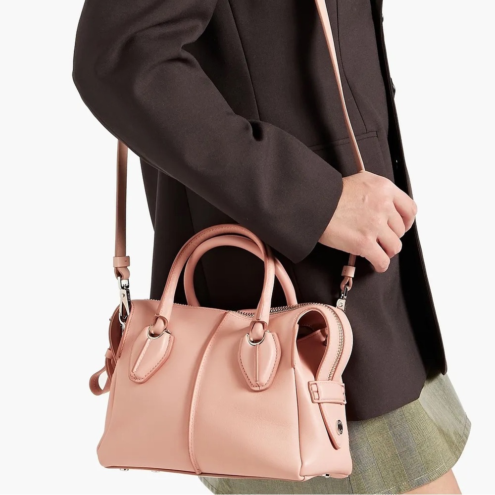 Tod’s D Styling Bauletto Zip Crossbody Leather Tote Blush NWT $1700